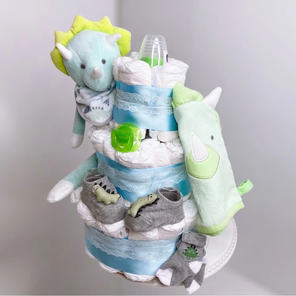 Dinosaur Diaper Cake. Baby Shower Gift